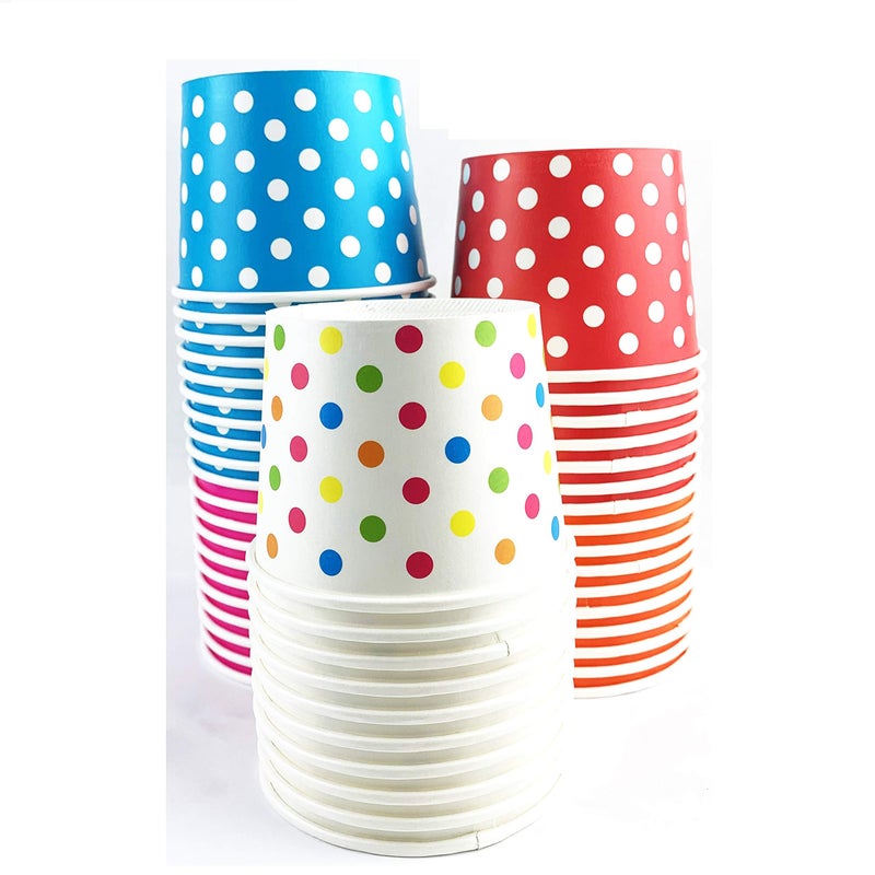 Worlds Paper Ice Cream Cups Polka Dot Paper Yogurt Cups 4oz Mix 50 pack - Image 3